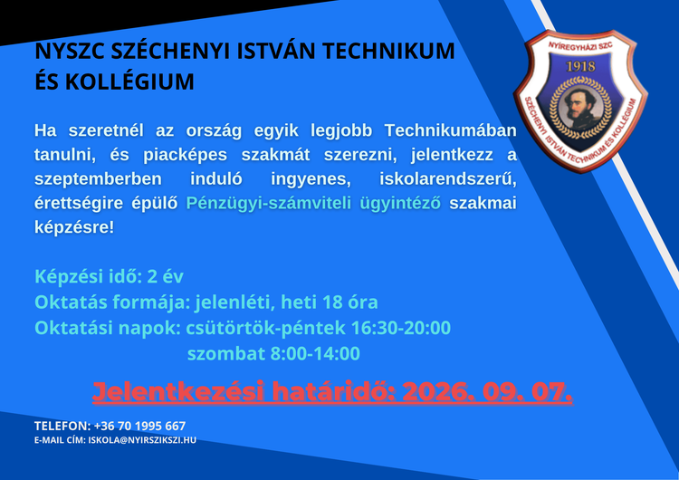 Pénzügyi-számviteli ügyintéző képesítést nyújtó felnőttképzés indul a SZIKSZI-ben!