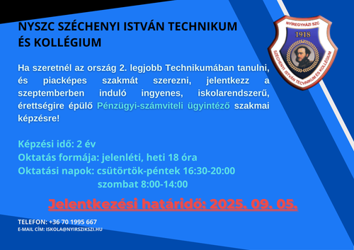 Pénzügyi-számviteli ügyintéző képesítést nyújtó felnőttképzés indul a SZIKSZI-ben!