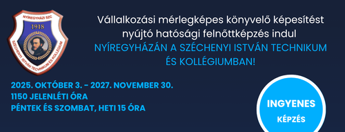 Vállalkozási mérlegképes könyvelő képesítést nyújtó hatósági felnőttképzés indul